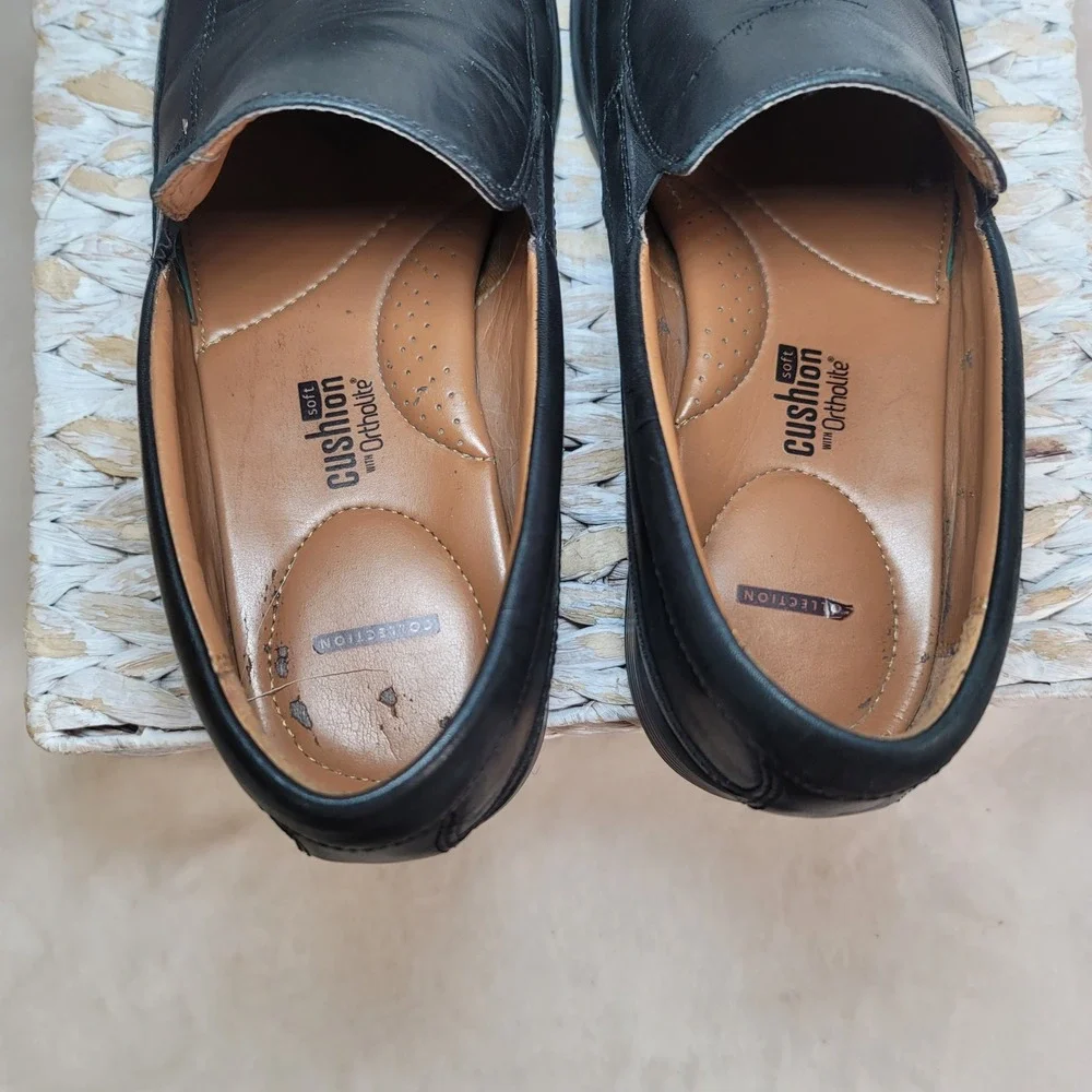 Clarks Black Slip On Loafers Dress Shoes Mens 10 W‎ Business Casual Going Out